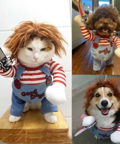Pet Deadly Doll Dog Costume, Cosplay Halloween Christmas Funny Clothes Party Costume for Small Medium and Large Dogs (Small)