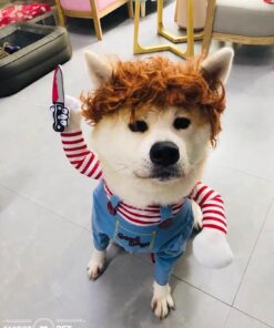 Pet Deadly Doll Dog Costume, Cosplay Halloween Christmas Funny Clothes Party Costume for Small Medium and Large Dogs (Small)